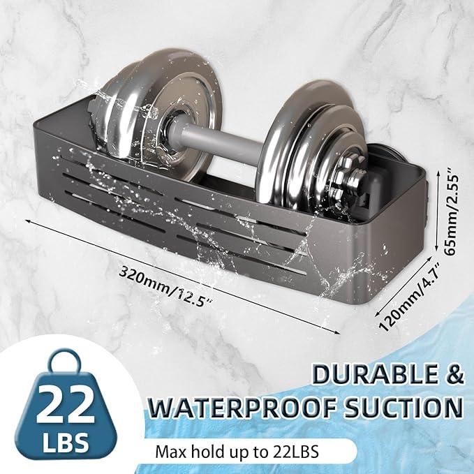Onemake Shower Caddy Suction Cup, No Drilling Bathroom Shower Shelf, Corner Shower Caddy with 6 Portable Hooks, Removable Bath Organizer with Towel Bar for Bathroom Storage(Gray) - ModernBath