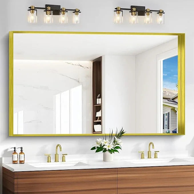 NIMURY Gold Bathroom Mirror, 36x60 Inch Rectangular Deep Frame Mirror, Large Wall Mounted Bathroom Vanity Mirror Over Sink for Bedroom,Restroom, Living Room, Hangs Vertically or Horizontally - ModernBath