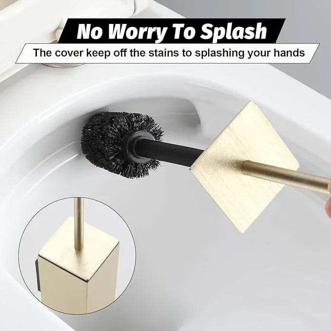 BGL Toilet Brush and Holder Set Brushed Gold Wall Mounted for Bathroom Square Design - ModernBath