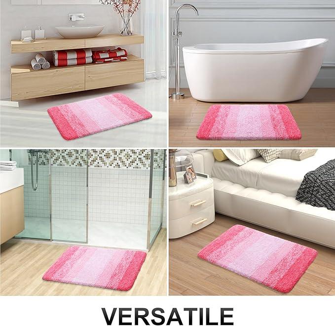 OLANLY Bathroom Runner Rugs 59x24, Extra Soft Absorbent Microfiber Bath Rugs, Rubber Backing, Quick Dry, Machine Washable Bath Mats for Bathroom Floor, Tub and Shower, Home Decor Accessories, Pink - ModernBath