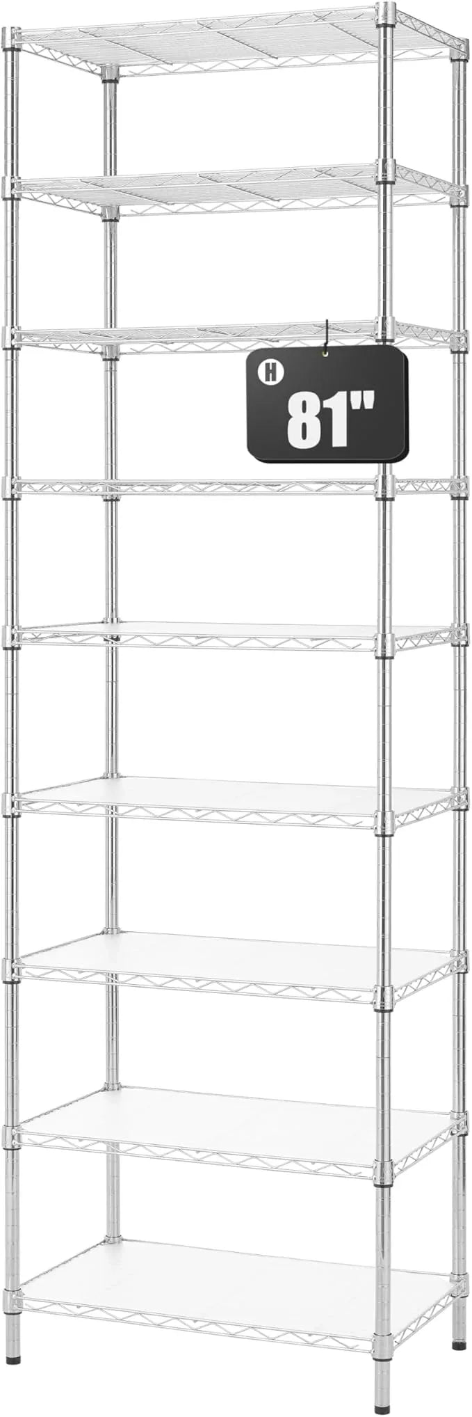 Finnhomy 9-Tier Wire Shelving Unit Adjustable Steel Wire Rack Shelving, 81 Inches Height 9 Shelves Metal Storage Rack, Pantry Shelves for Storage with PE mat, NSF Certified, Chrome - ModernBath