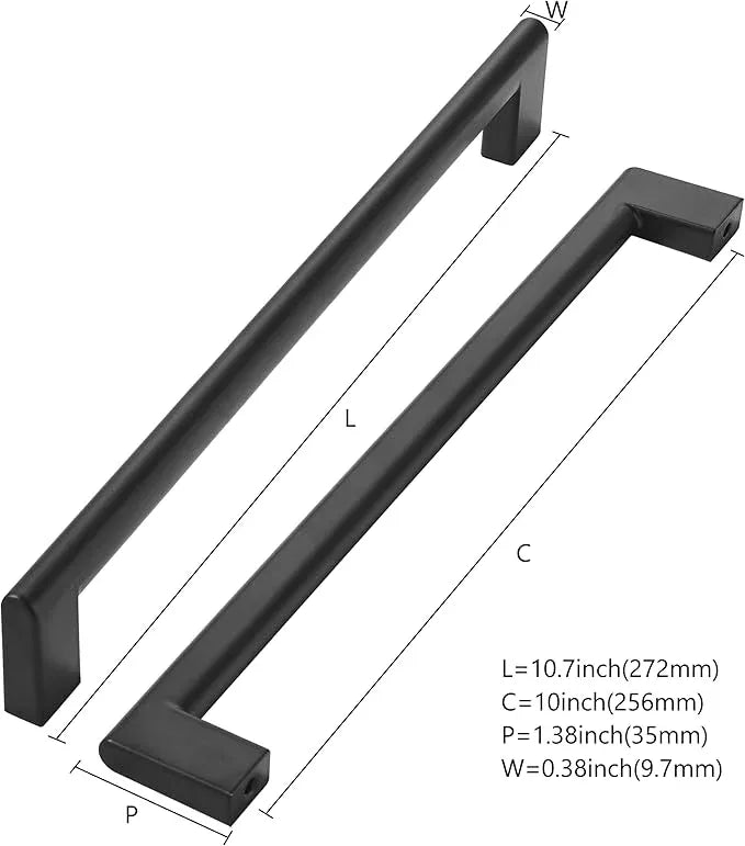khtumeware 10 Inch Hole Center 2 Pack Matte Black Cabinet Pulls Heavy Duty Solid Kitchen Drawer Handle, Hardware for Bathroom, Drawer, Cabinet, Door Cabinet - ModernBath
