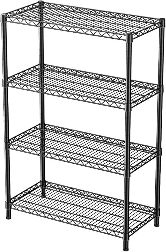 4 Tier Heavy Duty Shelves Adjustable Storage Shelf Organizer Metal Garage Wire Shelving Unit Pantry 18" D x 36" W x 59" H,Black - ModernBath