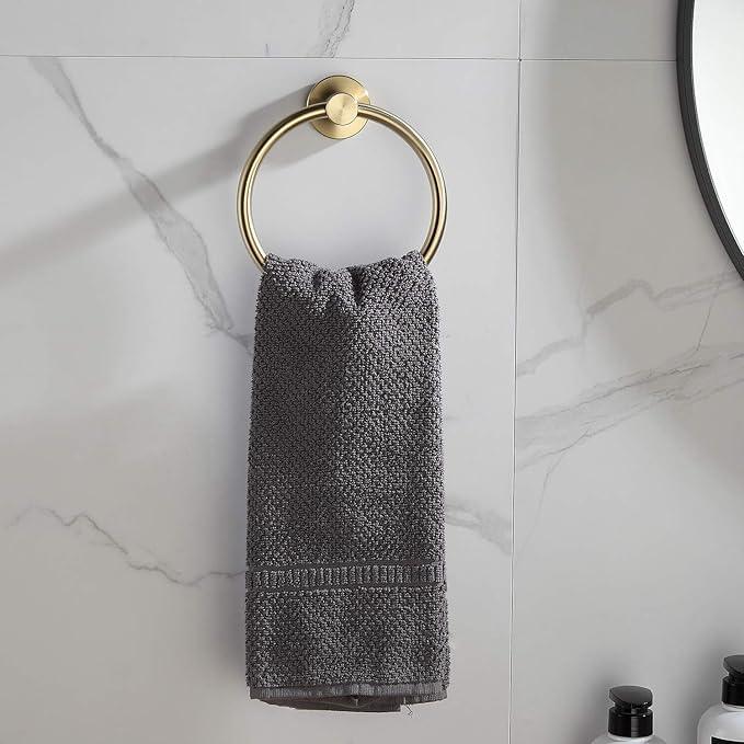 BGL Towel Ring Brushed Gold Stainless Steel 304 Towel Ring Wall Mount Bathroom Towel Holder Round Towel Hanger - ModernBath