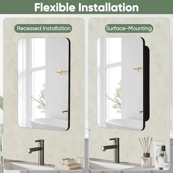 Rresyet 18×26 Bathroom Mirror Cabinet with 3X Magnifying Mirror, Adjustable Shelves, Bathroom Mirror with Storage, Recessed or Wall Mounted Medicine Cabinet for Jewelry,Masks & Beauty Tools - ModernBath