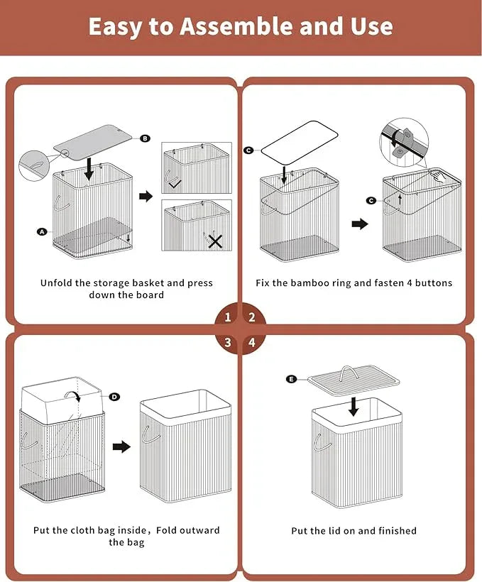 Bamboo Toilet Paper Storage with Lid & Handel, 8 Gallons (30L), Sturdy Toilet Paper Basket, Organizer for Bathroom, Kitchen, Holder with Storage, Brown - ModernBath