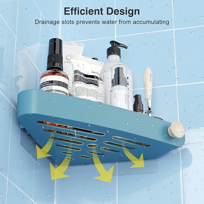 Sotfamily Shower Caddy Corner, 2 Pack Adhesive Corner Shower Shelves for Bathroom Organizers and Storage, Rust Free Plastic Rack for Bathroom Accessories & Decor, Light Blue - ModernBath