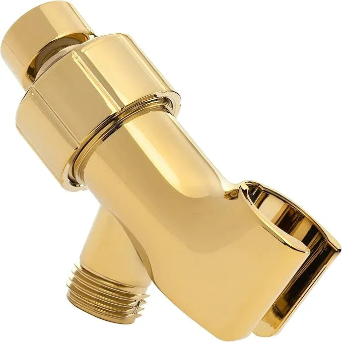 Shower Arm Bracket - Adjustable Handheld Shower Arm Mount & Holder with Brass Connector - Indoor and Outdoor Modern Bath Spa Fixture - Polished Brass - ModernBath