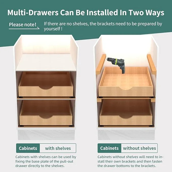 Pull Out Drawers for Kitchen Cabinets, Fully Assembled Wood Cabinet Pull Out Drawer, Pull Out Cabinet Organizer, Fast and Easy DIY Installation, 23”W x 21”D - ModernBath