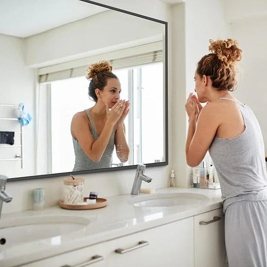 COFENY Black Bathroom Mirror for Wall, 30x50 Inch Rectangle Mirrors with Metal Frame, Modern Vanity Wall Mirror Decor for Bathroom Living Room, Entryway Hangs Horizontal or Vertical - ModernBath