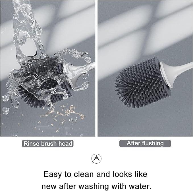 Lefree 3 Pack Silicone Toilet Brush,Rubber Toilet Bowl Brush and Holder Set with Ventilated Holder, Toilet Cleaner Brush for Bathroom,Floor Standing & Wall Mounted Toilet Scrubber Without Drilling - ModernBath
