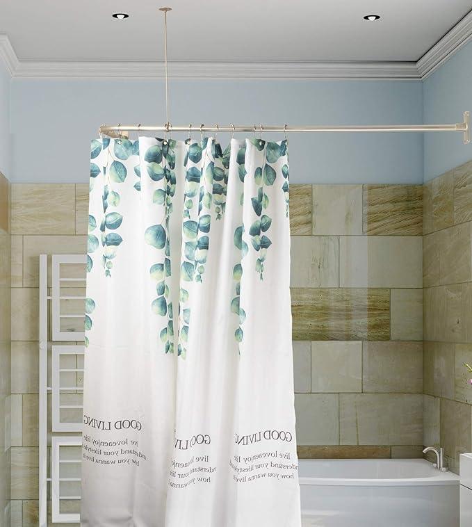 Artiwell L Shaped Shower Curtain Rod, Bathroom Bathtub Corner Shower Curtain Rod with Ceiling Support (BRUSHED NICKEL) - ModernBath