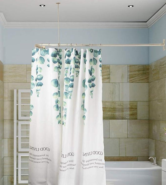 Artiwell L Shaped Shower Curtain Rod, Bathroom Bathtub Corner Shower Curtain Rod with Ceiling Support (BRUSHED NICKEL) - ModernBath