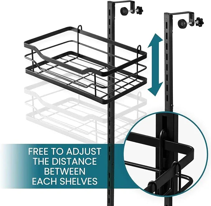 TAILI Hanging Shower Caddy Over The Door Adjustable Hanging Organizer Rack with Hooks, Sturdy Rust Proof Shower Organizer Shelf Basket Storage Rack, No Drilling - ModernBath