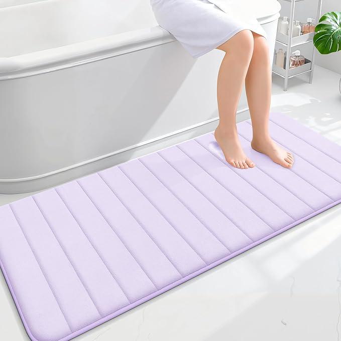 OLANLY Memory Foam Long Bathroom Rugs Runner 59x24, Super Soft Absorbent Bath Mat, Quick Dry, Machine Washable Shower Floor Rugs, Bathmat Carpet, Bathroom Home Decor Accessories, Lavender - ModernBath