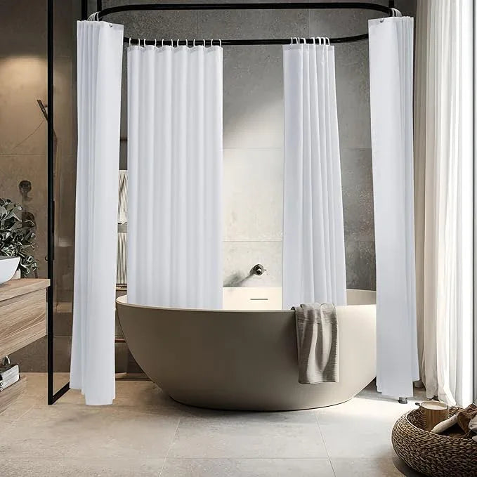 Biscaynebay Fabric Shower Curtain Liner 72x72 Inch-4 Packs White Water Resistant Bathroom Curtains-Hotel Soild Polyester Shower Liners Washable with Magnets - ModernBath