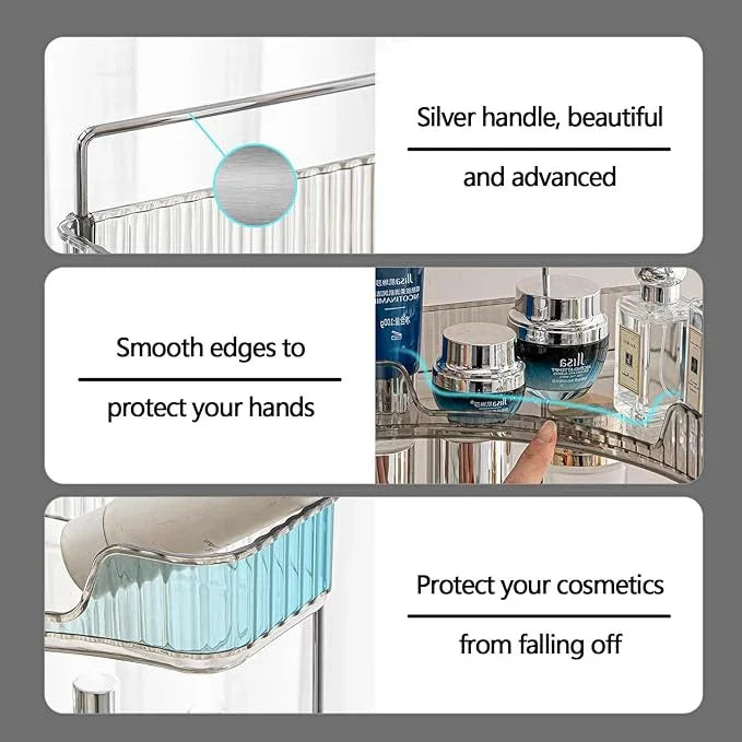 shuang qing 2-Tier Corner Bathroom Counter Organizer – Classic Storage Shelf for Makeup, Perfume & Toiletries, Space-Saving Countertop Tray Fits Bathroom, Dresser, Kitchen (Slate Gray) - ModernBath