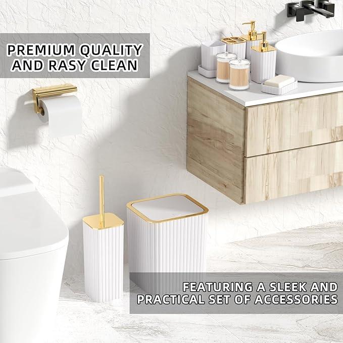 XLHOMO Bathroom Set - 26PC Bathroom Set with Shower Curtain and Rugs, Bathroom Accessory Set, White Bathroom Accessories Set, Trash Can & Soap Dispenser - ModernBath