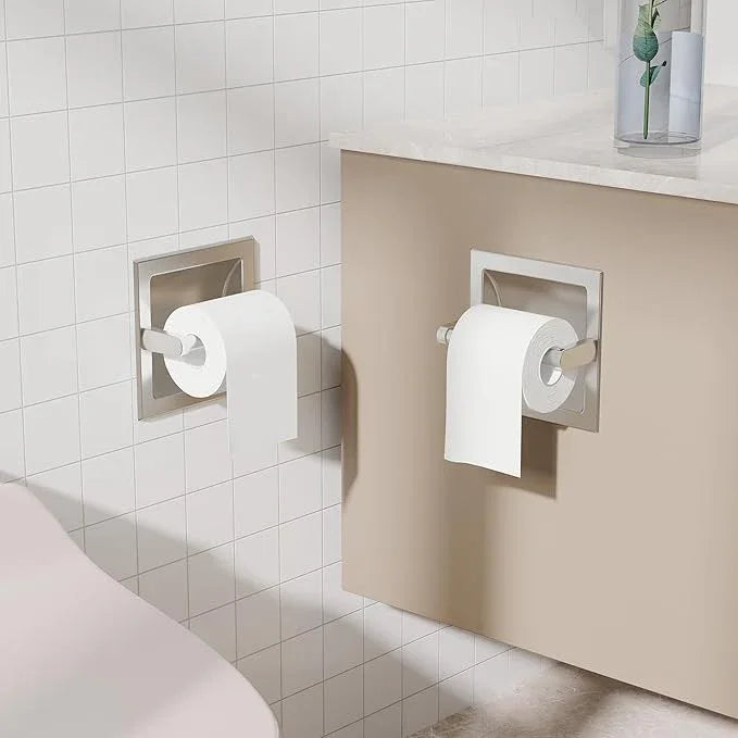 Toilet Paper Holder 2 Pack, Recessed Pivoting Toilet Paper Holder Wall Mount Stainless Steel for Large Rolls in Bathroom (Brushed Nickel) - ModernBath