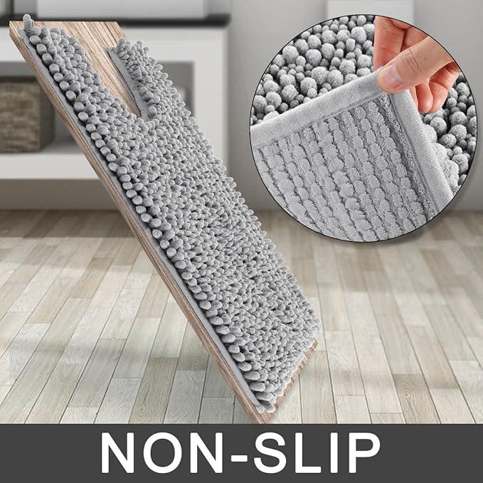 Yimobra Toilet Rug U Shaped Washable 24x20 Inch - Ultra Soft Absorbent Chenille Bath Rugs for Toilet, Quick Dry & Machine Washable, Non Slip Contour Bathroom Mat, Gray - ModernBath