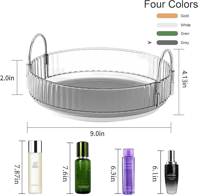 YCIA&DONE 360 Rotating Makeup Organizer and Storage for Vanity Countertop 1 Tier, High Capacity Cosmetic Skincare Perfume Organizers for Dresser Bathroom Fridge Lazy Susan (Smoky Gray) - ModernBath