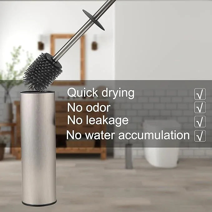 Toilet Brush and Holder,Stainless Steel Toilet Brushes for Bathroom with Holder 2pack Brushed Nickel - ModernBath