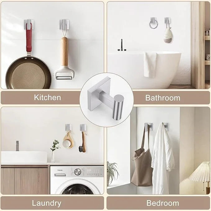 Towel Ring Set 4 Piece Bathroom Hardware Set Includes Towel Ring 2 Towel Hooks and Toilet Paper Holder Stainless Steel Wall Mounted (Brushed Nickel) - ModernBath