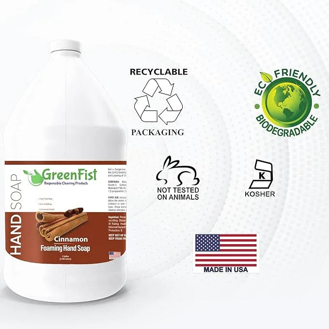GreenFist Foaming Hand Soap Refills Cinnamon Scent Jug Foam Refill Made in USA, 128 ounce (1 Gallon) - ModernBath