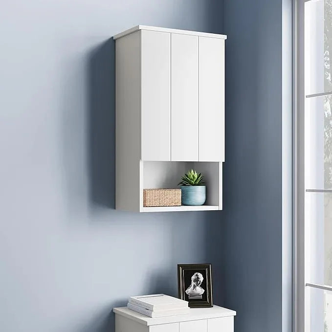 Bathroom Wall Cabinet with Single Door, Soft-Close Hinges, 15x27 inch Wooden Medicine Cabinet for Small Kitchen, Laundry, Entryway, Durable MDF Construction - ModernBath