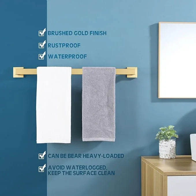 KOKOSIRI 24-Inch Single Towel Bar, Bathroom Kitchen Towel Holder, Wall Mounted SUS304 Stainless Steel Towel Rack, Brushed Gold, B4003BG-L24 - ModernBath