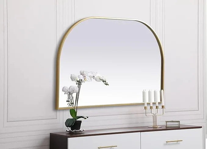 Illuminate, Metal Frame Arch Mirror 39X24 Inch in, Modern, Brass - ModernBath