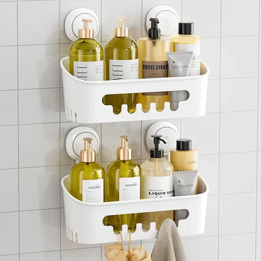 TAILI Shower Caddy Suction Cup 2 Pack, Heavy Duty Bathroom Organizer, Removable Shelves for Inside Shower, Shampoo, Waterproof Suction Plastic Storage for Bathroom Accessories Holder, White - ModernBath