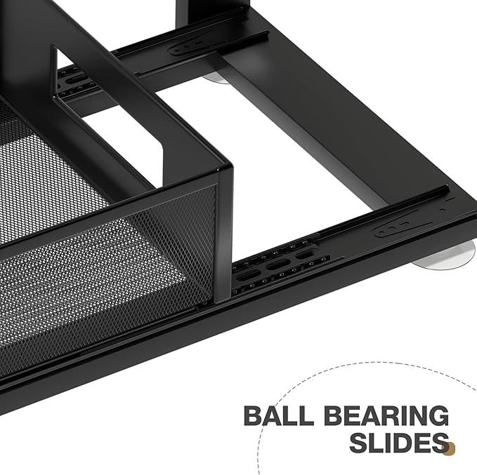2 Pack 18.5IN-Depth Under Sink Organizer With Next-Gen Ball-Bearing Slides,2-Tier Pull Out Cabinet Storage,Height Adjustable Drawer Shelf for Bathroom,Kitchen,Laundry,Cabinet,Pantry-Black - ModernBath
