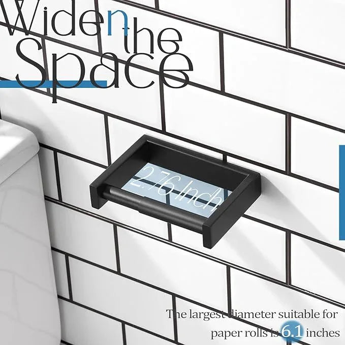 KOKOSIRI Toilet Paper Holder Spring Loaded Bathroom Toilet Roll Holder Wall Mount Stainless Steel Matte Black B2011BK - ModernBath