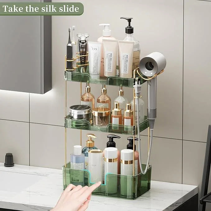 YCIA&DONE Bathroom Counter Organizer, Large Makeup Organizer Countertop, Shelf Storage, Vanity Tray, Easily Assemble for Bathroom Organizers and Storage, Undersink, Cabinet, 3 Tiers Green - ModernBath