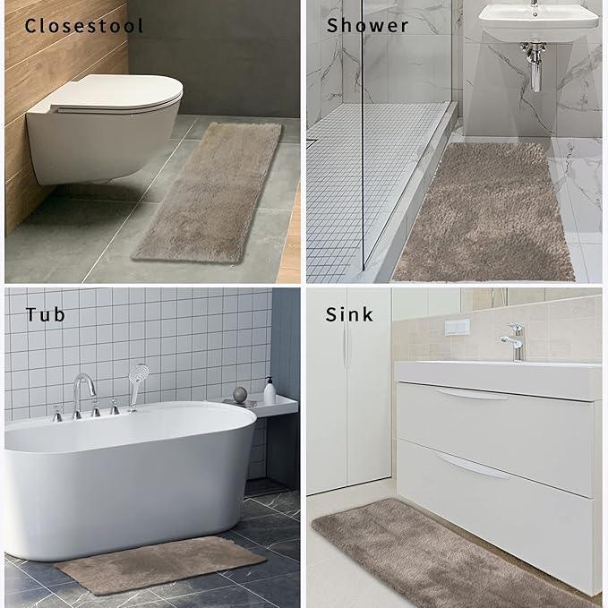 FIFU Bathroom Runner Rug 24" W x 48" L, Bath Mats for Bathroom, Bedroom & Kitchen, Non-Slip Rubber Latex Backing, Comfort & Soft Shower Bathmat & Carpet for Sink, Home & Hallways, Beige - ModernBath