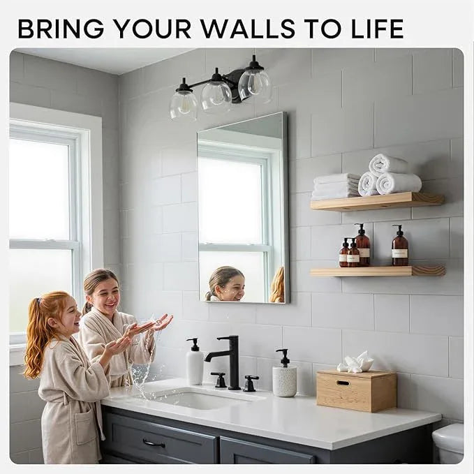 Homeforia 16 inch Natural Floating Shelf, High End Solid Real Wood 16inch Small Floating Shelves for Wall Mounted, Natural Wooden Floating Shelves, Heavy Duty Bracket, 16 X 6.5 X 1.75 in, Set of 4 - ModernBath