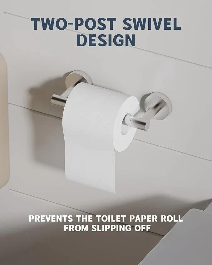 Bathroom Toilet Paper Holder Wall Mount SUS304 Stainless Steel Double Post Pivoting Toilet Paper Roll Holder Wall Mounted for Bathroom RV Commercial Toilet Tissue Dispensers, Brushed Nickel - ModernBath