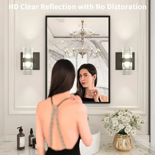 LOAAO 22"X30" Black Rectangle Bathroom Mirror Wall, Matte Black Aluminum Alloy Frame, Hangs Vertically or Horizontally, Easy to Install - ModernBath