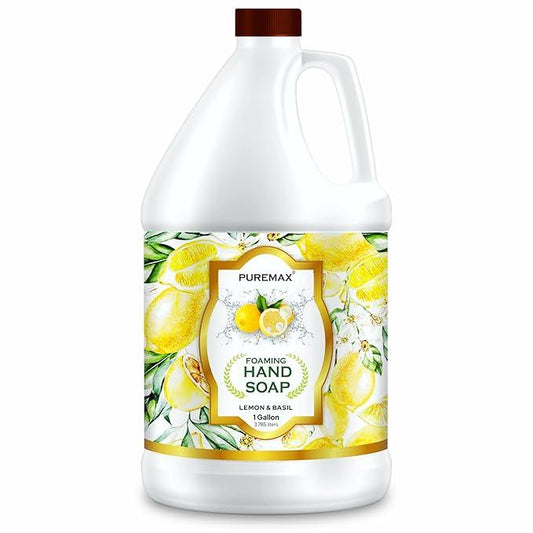 Puremax Foaming Hand Soap Refill, Lemon Basil, All-Natural, Gentle & Moisturizing, Made in USA, 128 fl oz (1 Gallon) - ModernBath