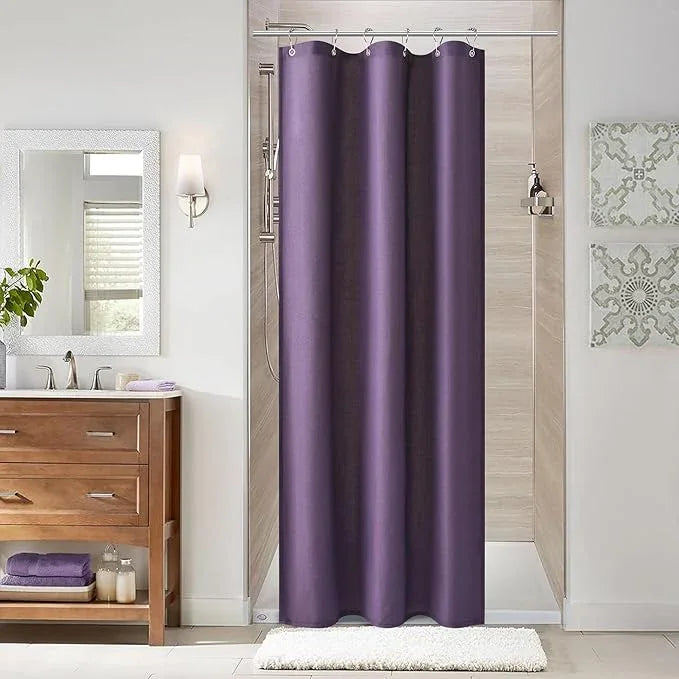 Naturoom Purple 36 Inch Shower Curtain - Stall Narrow Half Linen Ultra Thick Fabric Shower Curtain Set with Hooks, Boho Farmhouse Rustic RV Camper Bath Curtains for Bathroom, 36x72 - ModernBath