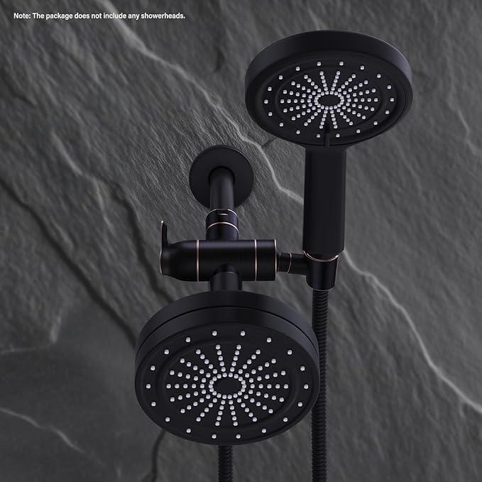 Shower Arm Diverter with Handshower Mount, G1/2 Brass 3 Way Diverter Valve Bathroom Universal Shower System Replacement for Handheld Shower and Fixed Shower Head, Oil Rubbed Bronze - ModernBath