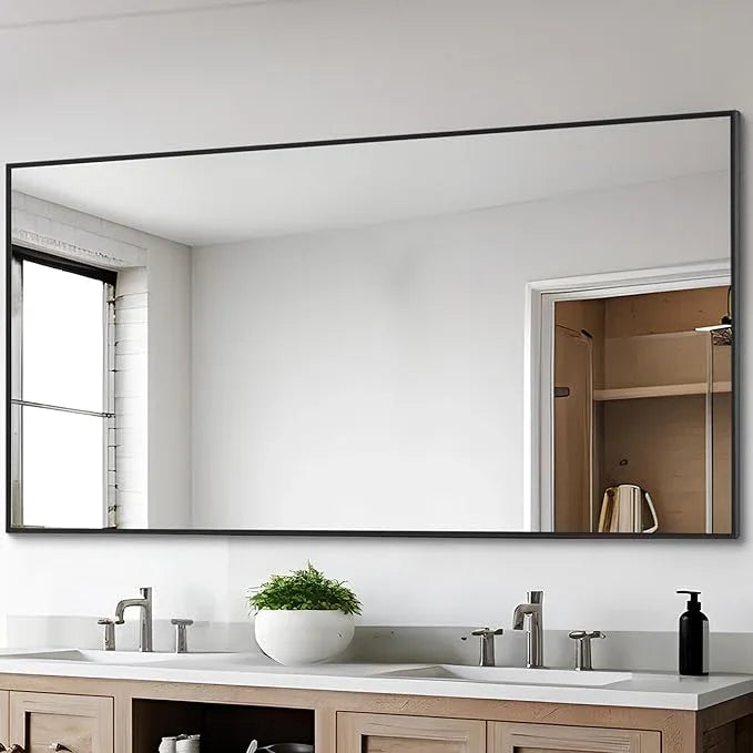 DESBING Black Bathroom Mirror for Wall, 30x55 Inch Rectangle Mirrors with Metal Frame, Modern Vanity Wall Mirror Decor for Entryway Hangs, Bathroom Living Room Horizontal or Vertical - ModernBath