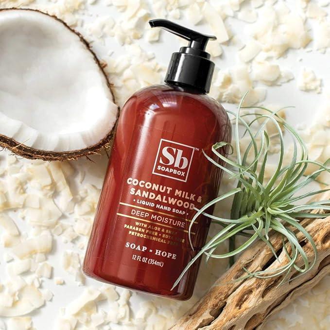 Soapbox Liquid Hand Soap Refill, Coconut Milk & Sandalwood, Vegan, Paraben Free, Moisturizing, Natural Hand Wash for Kitchen and Bathroom, 64oz Half Gallon Refill (Pack of 1) - ModernBath