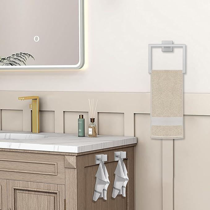 JOPOFI 5 Piece Bathroom Towel Bar Set - SUS304 Stainless Steel Bath Towel Holder, 15.7 Inch Towel Racks for Bathroom Wall Mounted, Bathroom Hardware Accessories Set - Brushed Nickel - ModernBath