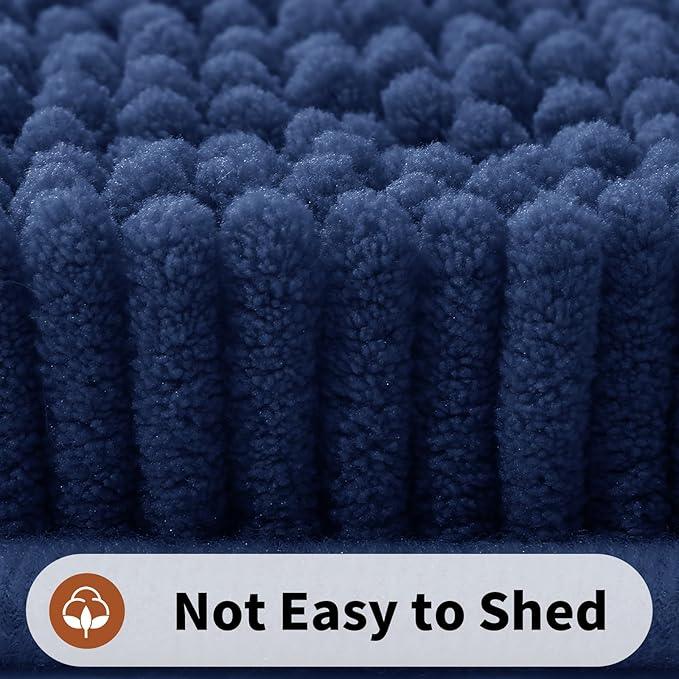 Yimobra Toilet Rugs U Shaped Washable - 24"x20" Non Slip Plush Contour Bath Rugs for Toilet - Super Soft Absorbent Quick Dry Toilet Mats for Bathroom,Navy Blue - ModernBath