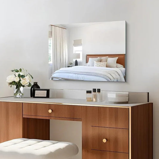 CILIBER Frameless Mirror, 18x24 Mirrors for Wall, Rectangle Bathroom Mirror for Over Sink, 18 inch Vanity Mirror Hangs Horizontally or Vertically for Bathroom, Bedroom and Living Room - ModernBath