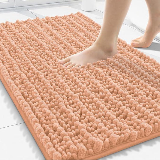 Smiry Bathroom Rugs Mat 30x20, Extra Soft Absorbent Chenille Bath Rugs, Non Slip Rubber Backing Machine Washable Quick Dry Bath Mats for Bathroom Floor, Tub, Shower, Home Decor Accessories, Peach - ModernBath
