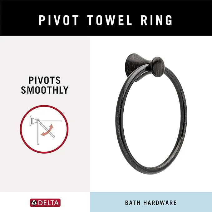 Delta Lahara (1-Pack) Hand Towel Holder Venetian Bronze Towel Racks for Bathroom Wall Round Towel Ring Holder for Bath Towel Hanger for Kitchen, Bathroom Accessories 73846-RB - ModernBath