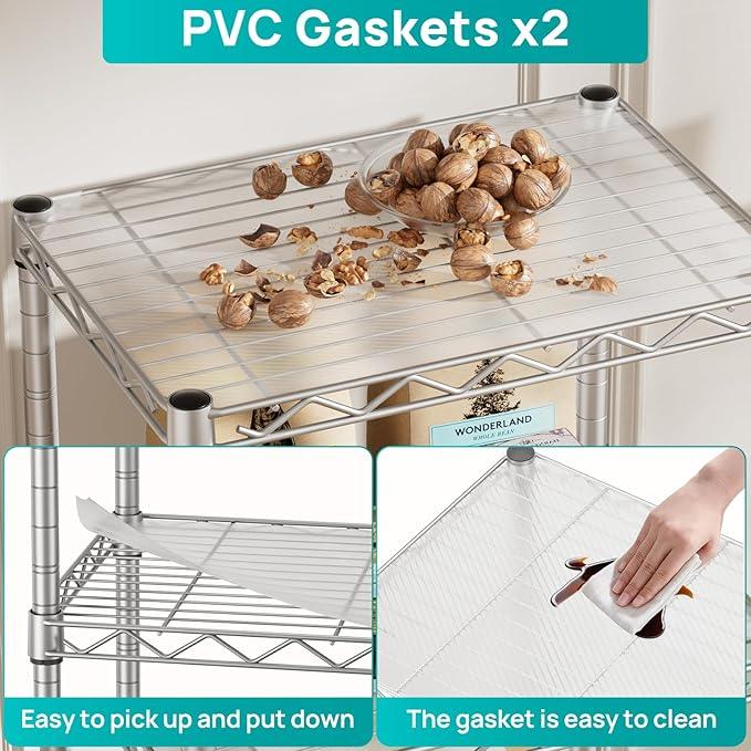 SINGAYE 4 Small Shelves Storage Shelf Wire Shelving Unit Metal Shelf Adjustable Organizers Storage Shelving with Wheels for Bathroom Laundry Room Kitchen Pantry - ModernBath